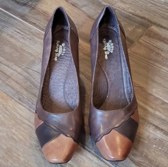 Spring Step Shoes - Spring Step Mirth Bohemian Leather Pumps in Two-Tone Brown, Size 37, Size 7